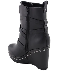 Milwaukee Leather Women's Triple Strap Wedge Boots - Round Toe