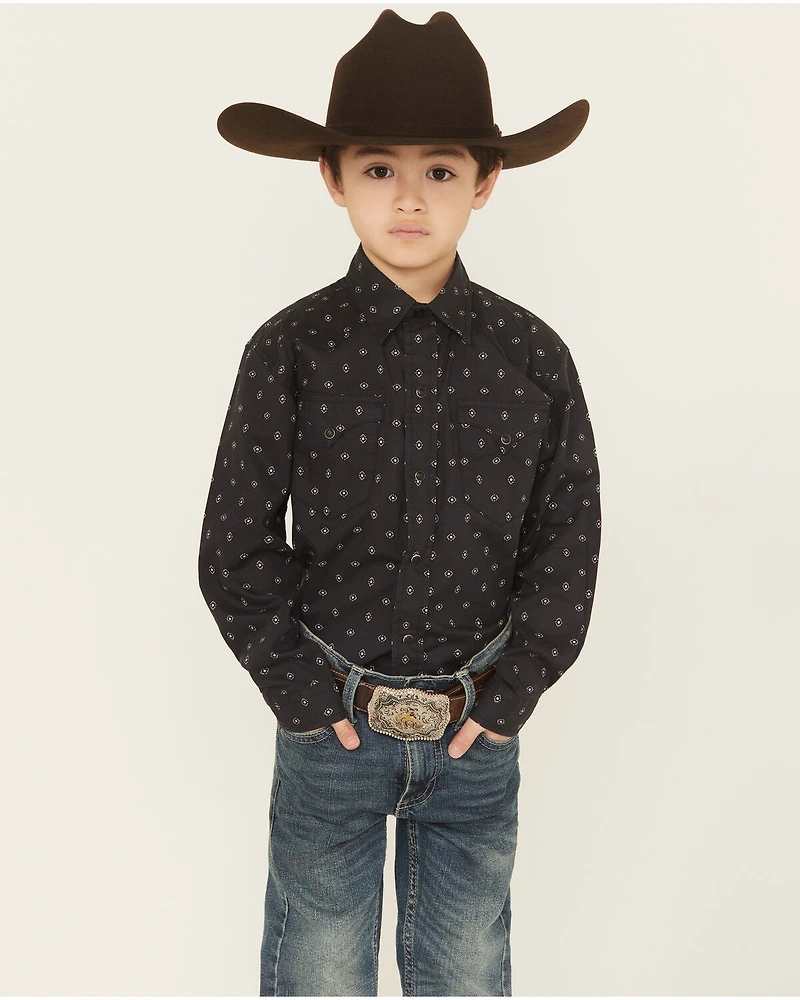 Roper Boys' Dotted Long Sleeve Snap Western Shirt