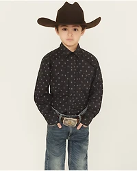 Roper Boys' Dotted Long Sleeve Snap Western Shirt