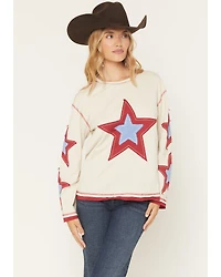 Blended Women's Long Sleeve Star Patchwork Top