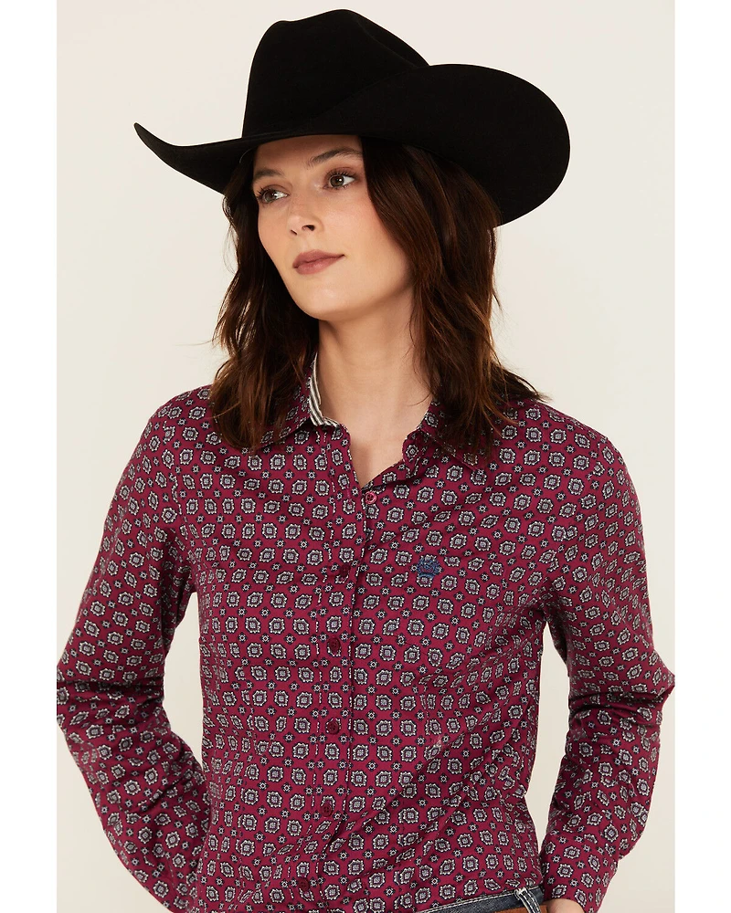 Cinch Women's Geo Print Long Sleeve Button-Down Western Shirt
