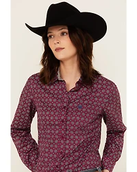 Cinch Women's Geo Print Long Sleeve Button-Down Western Shirt