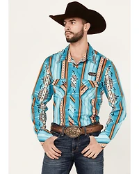 Rock & Roll Denim Men's Southwestern Striped Print Long Sleeve Snap Stretch Western Shirt