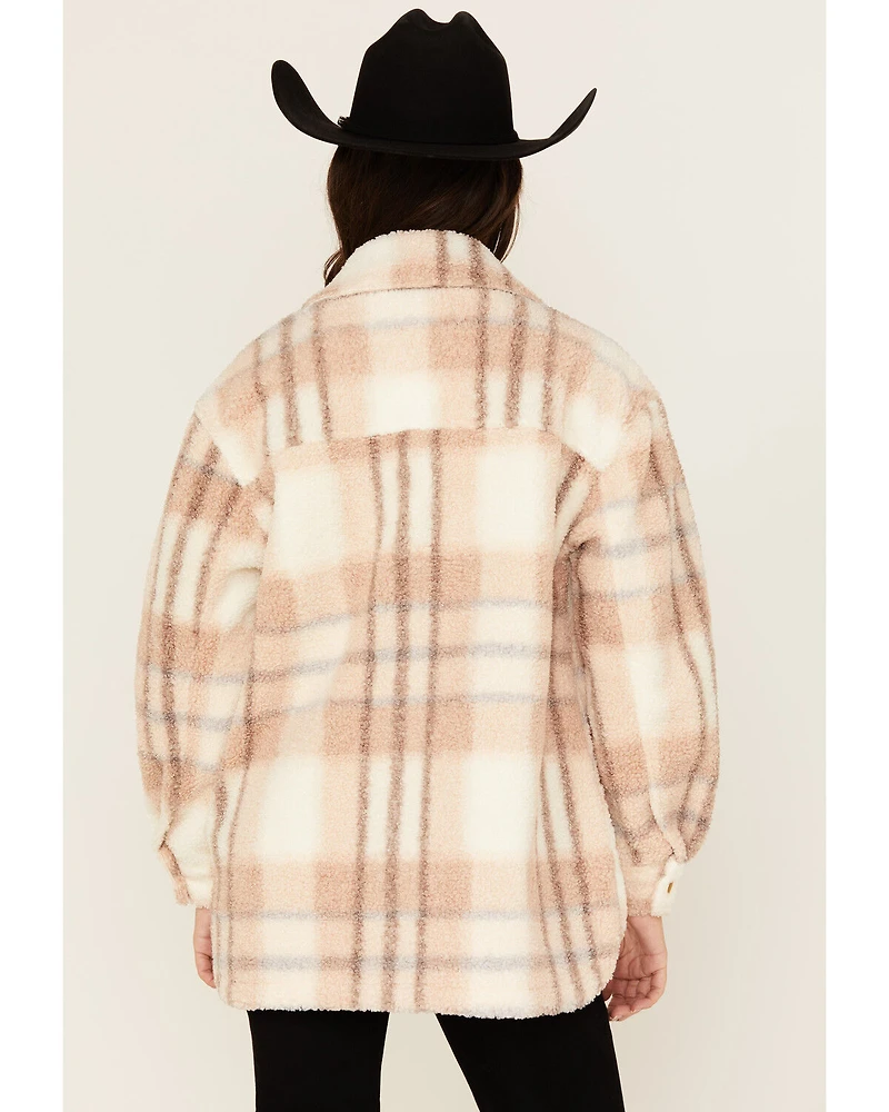 26 International Women's Plaid Print Sherpa Shacket