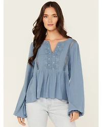 Wild Moss Women's Crochet Trim Top