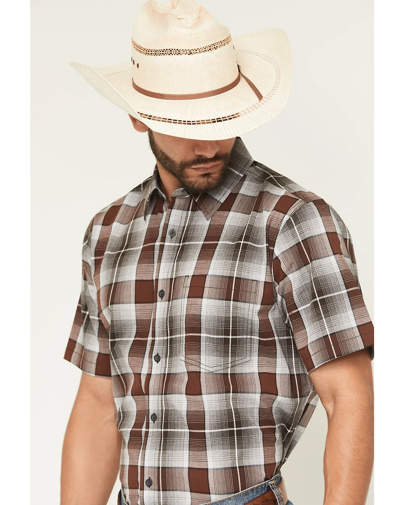 Cody James Men's Urban Rodeo Plaid Print Short Sleeve Button-Down Western Shirt