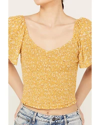 Beyond The Radar Women's Floral Printed Smocked Top