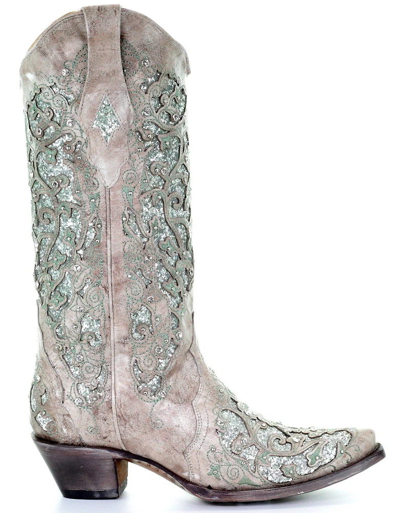 Corral Women's Glitter Inlay and Crystals Western Boots