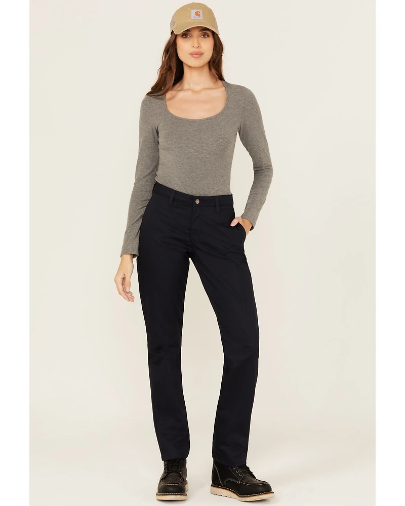 Dickies Women's Mid Rise Straight Stretch Twill Work Pants