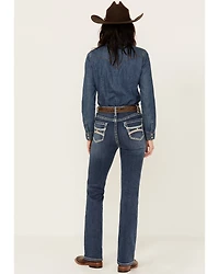 Hooey by Rock & Roll Denim Women's Medium Wash High Rise Southwestern Print Stretch Bootcut Jeans