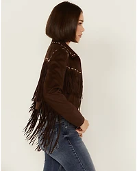 Shyanne Women's Faux Suede Contrast Stitch Fringe Jacket