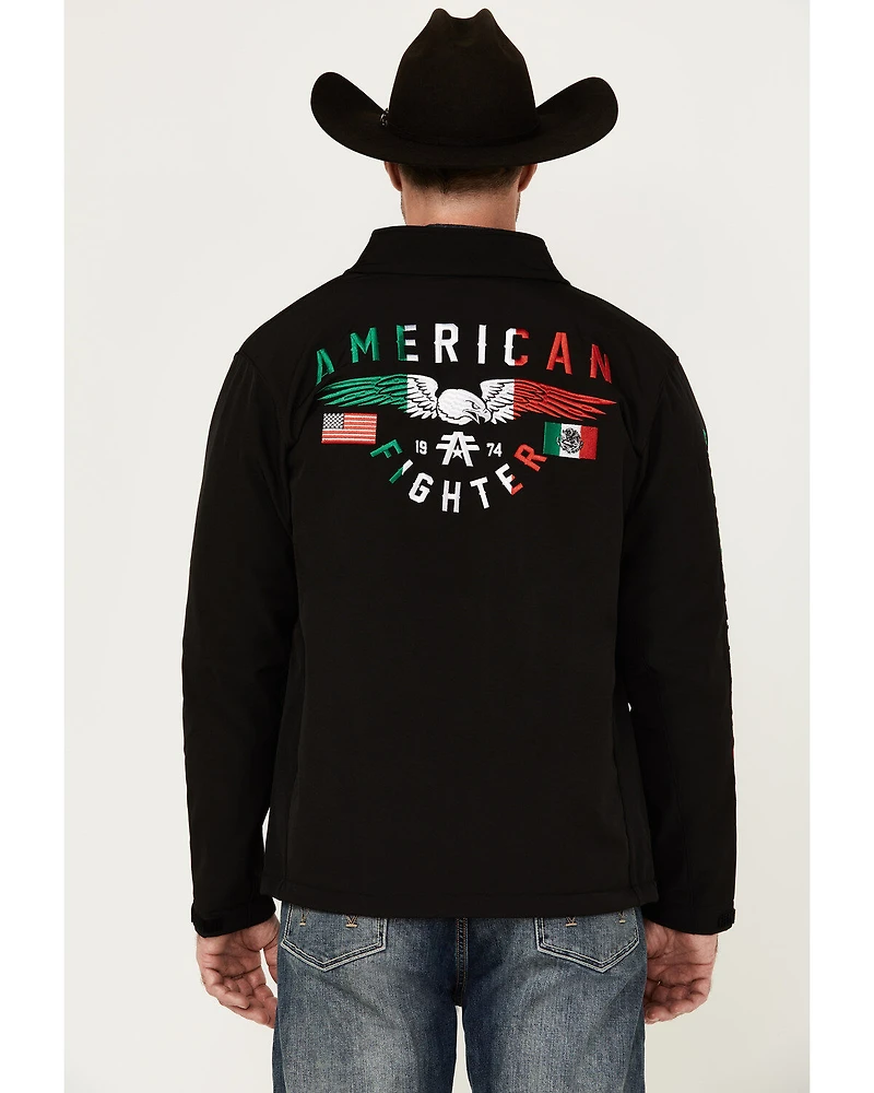 American Fighter Men's Mayland Mexico USA Flag Embroidered Softshell Jacket