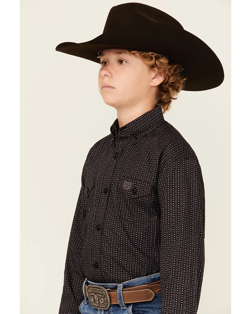 Panhandle Boys' Geo Print Long Sleeve Snap Western Shirt