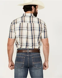Cody James Men's Plaid Print Short Sleeve Button-Down Stretch Western Shirt