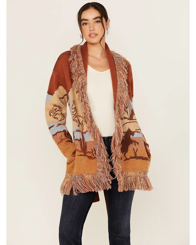Idyllwind Women's Minette Western Scenic Fringe Cardigan