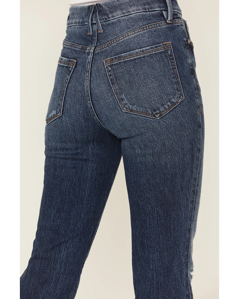 Good American Women's Classic Dark Wash High Rise Bootcut Stretch Denim Jeans