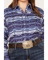 Ariat Women's Southwestern Oceanic Print Long Sleeve Western Pearl Snap Shirt - Plus