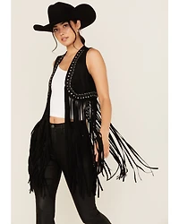 Idyllwind Women's Walnut Studded Fringe Faux Suede Vest