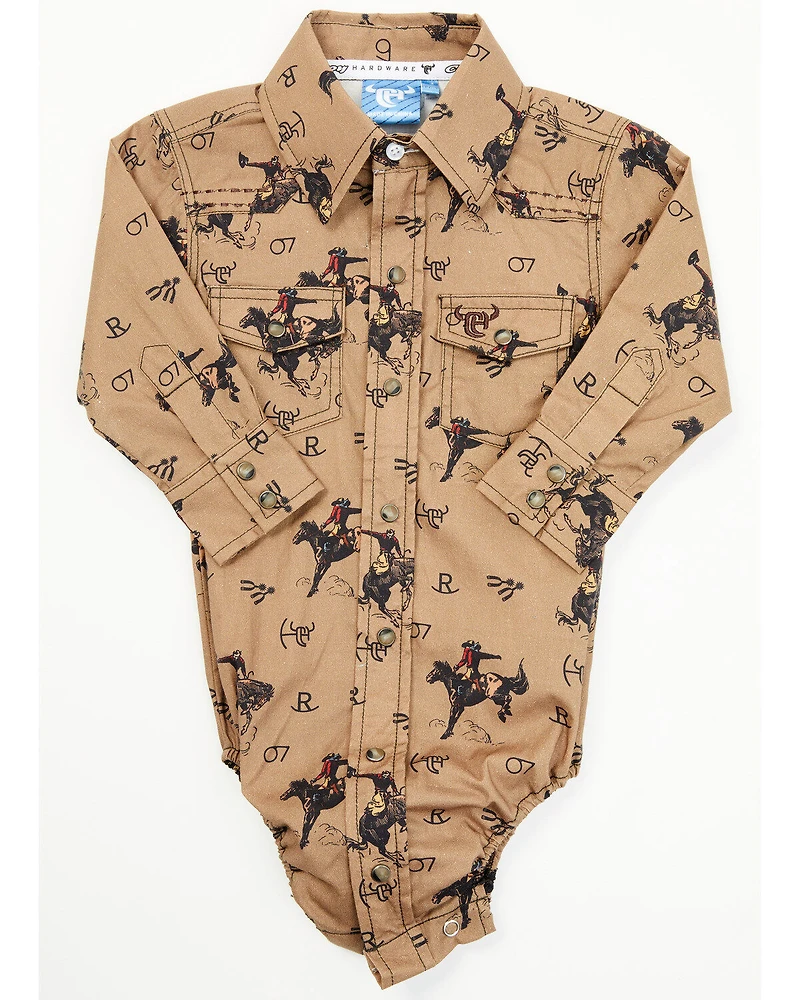 Cowboy Hardware Infant Boys' Vintage Bronco Print Long Sleeve Snap Onesie