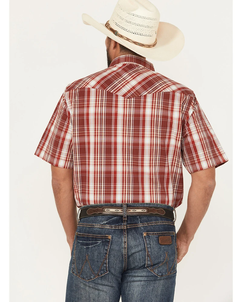 Kimes Ranch Men's Wabasa Plaid Print Short Sleeve Pearl Snap Performance Western Shirt