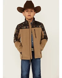 Hooey Boys' Southwestern Print Color Block Softshell Jacket