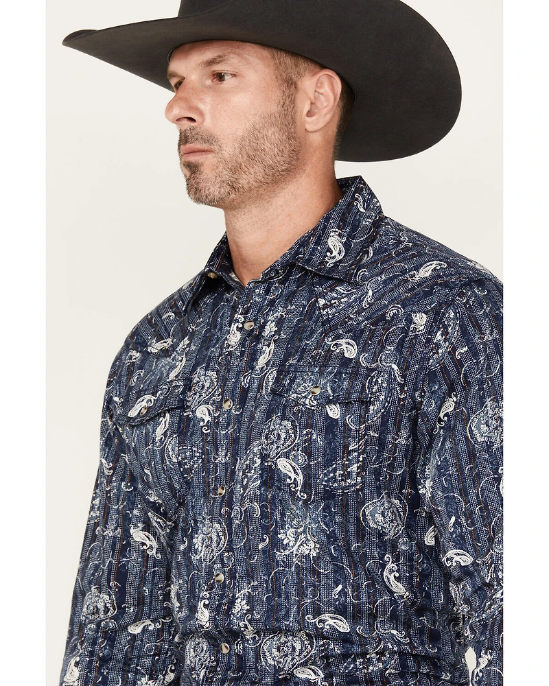 Wrangler Retro Men's Paisley Print Long Sleeve Snap Western Shirt