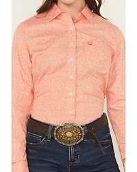 Cinch Women's Paisley Print Long Sleeve Button-Down Stretch Western Shirt