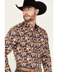 RANK 45® Men's Lockwood Geo Striped Print Long Sleeve Button-Down Stretch Western Shirt