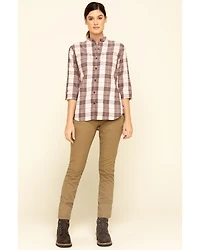 Carhartt Women's Plaid Print Relaxed Fit Midweight 3/4 Sleeve Button-Down Work Shirt