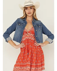 Shyanne Women's Light Denim Cropped Fray Jacket