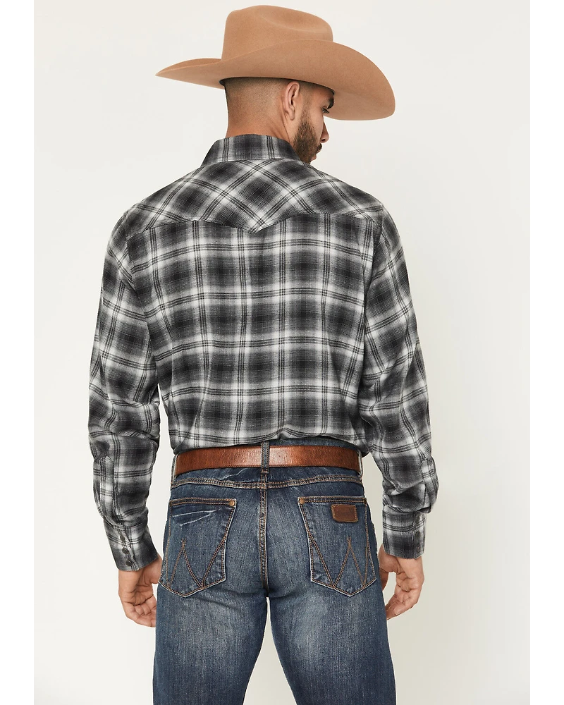 Wrangler Men's Plaid Print Long Sleeve Snap Flannel Shirt - Tall