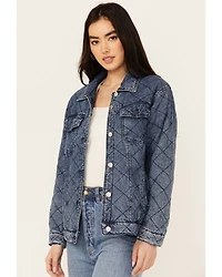 Revel Women's Diamond Stitched Denim Jacket