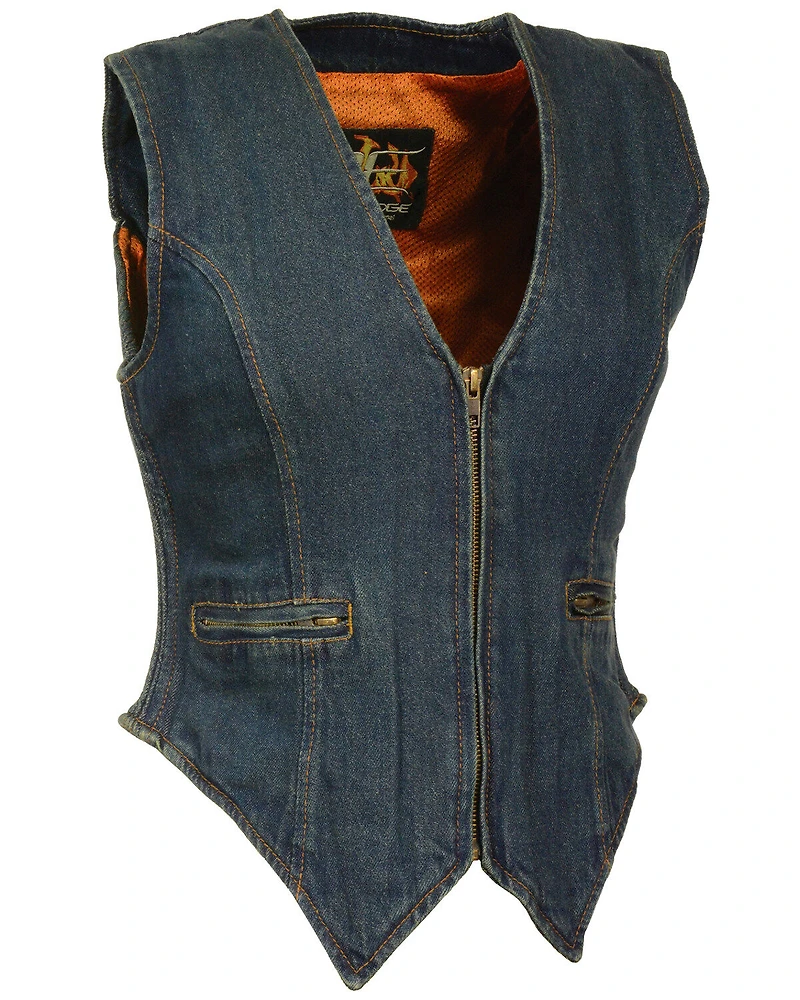 Milwaukee Leather Women's Side Stretch Zipper Front Denim Vest