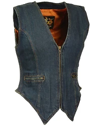 Milwaukee Leather Women's Side Stretch Zipper Front Denim Vest