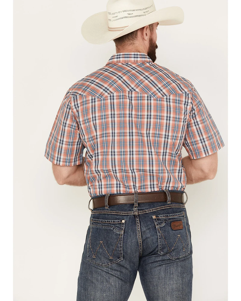 Wrangler Men's Fashion Plaid Print Short Sleeve Snap Western Shirt