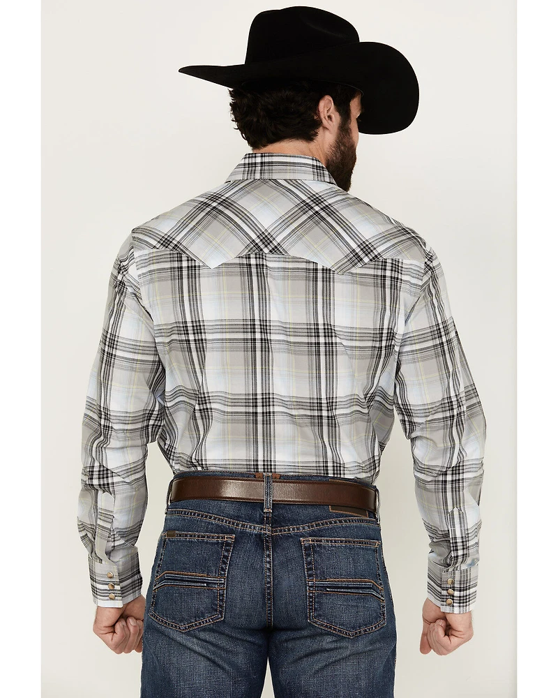 Wrangler Retro Men's Plaid Print Long Sleeve Snap Western Shirt