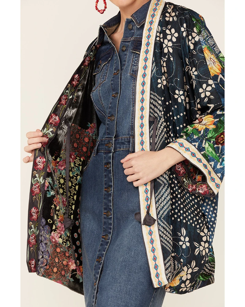 Johnny Was Women's Multicolored Rose Burnout Talullah Reversible Kimono