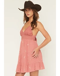 A.T.A.P Women's Crochet Embroidered Sleeveless Mini Dress