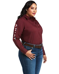 Ariat Women's Team Kirby Stretch Zinfandel Long Sleeve Button Shirt - Plus