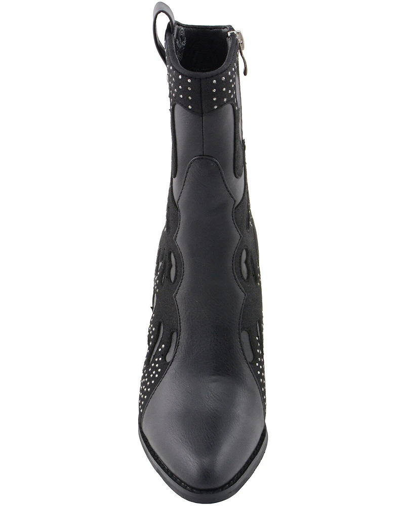 Milwaukee Leather Women's Studded Overlay Western Boots - Round Toe