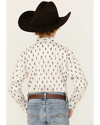 Rock & Roll Denim Boys' Abstract Geo Print Long Sleeve Snap Stretch Western Shirt
