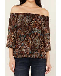 Shyanne Women's Printed Off The Shoulder Peasant Top
