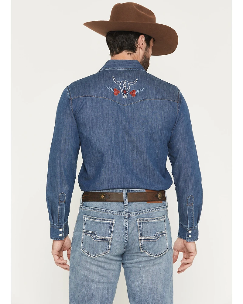 Pendleton Men's Dark Wash Gambler Long Sleeve Snap Denim Western Shirt
