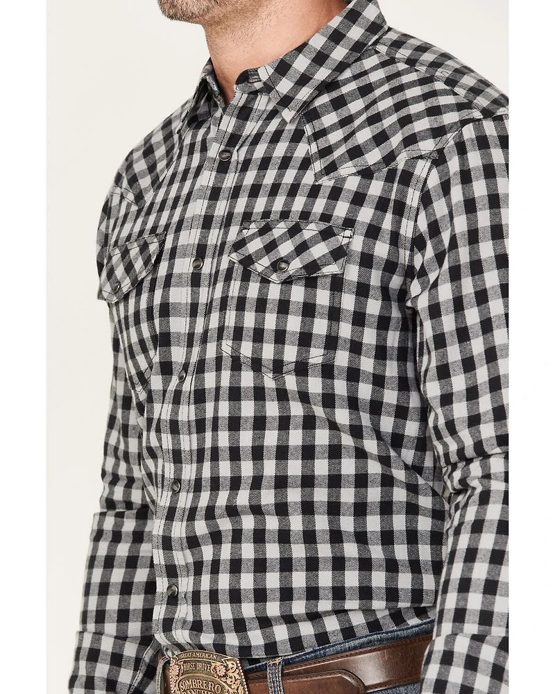 Cody James Men's Visa Versa Small Plaid Print Long Sleeve Snap Western Flannel Shirt