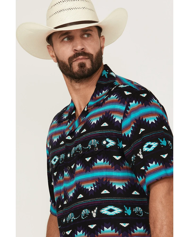 Wrangler Men's Southwestern Striped Short Sleeve Snap Western Shirt