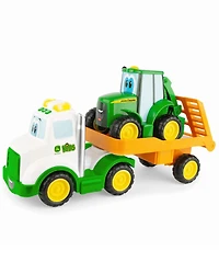 John Deere Lights & Sounds Farmin' Friends Toy Hauling Set with Truck and Backhoe Tractor
