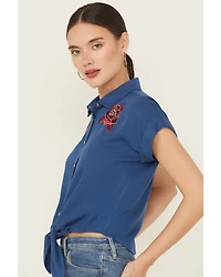 Idyllwind Women's Roland Embroidered Tie-Front Camp Shirt