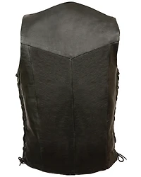 Milwaukee Leather Men's Black Classic Side Lace Biker Vest - Big & Tall