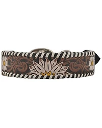 Myra Bag Daisy Hand Tooled Leather Dog Collar