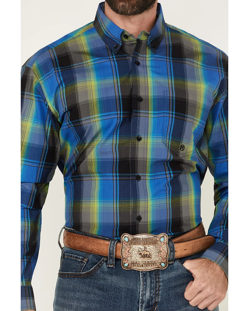 Roper Men's Amarillo Plaid Print Long Sleeve Button-Down Western Shirt